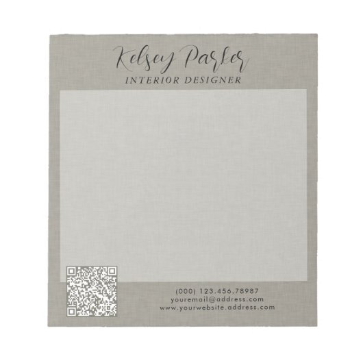Subtile Textur Anpassbare QR-Code Editor Notizblock (Vorderseite)