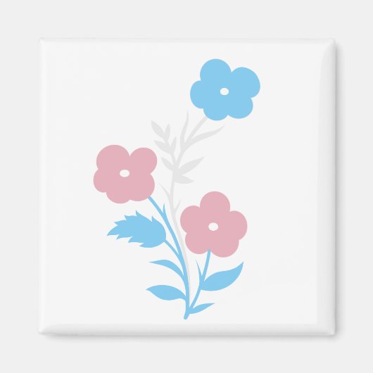 Subtile Trans Flag Blume Magnet (Vorne)