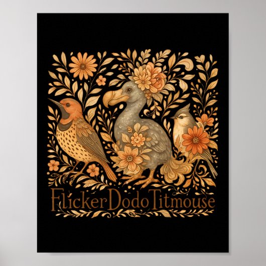 Subtile Vögel Flicker Dodo Titmouse Trump Resist B Poster (Vorne)