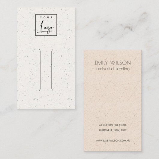 Subtile weiße Keramik Textur-Button-Logo Visitenkarte (Vorne/Hinten)