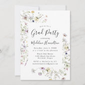 Subtile Wildblumen Graduation Party Einladung (Vorderseite)