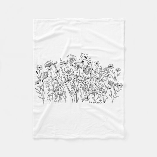 Subtiler Blumiger Botanischer Protest Liberal Wide Fleecedecke (Vorderseite)