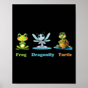 Subtiler politischer Humor Frosch Libelle Schildkr Poster