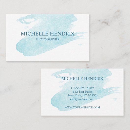 Subtiles Aquarell Turquise künstlerische Visitenkarte (Vorne/Hinten)
