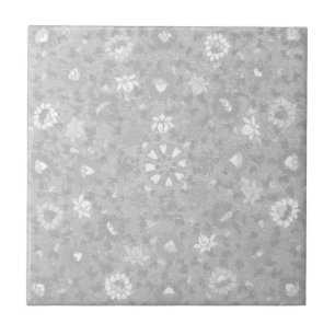 Subtiles graues florales vintage chinesisches Blum Fliese