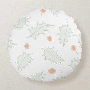 Subtiles Winter-Holly-Beeren-Muster Rundes Kissen