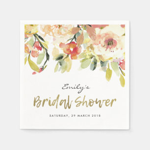SUBTITEL PEACH PINK WASSERFARBENES BRAUTPARTY SERVIETTE