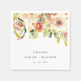 SUBTITEL PEACH PINK WATERCOLOR PERSONALISIERT SERVIETTE