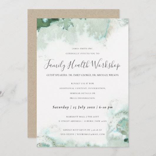 SUBTLE AQUA MODERNES ABSTRAKT GEOMETRISCHES KUNSTE EINLADUNG (Vorne/Hinten)