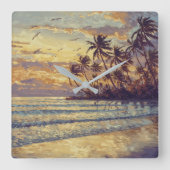 Subtle Beach Light - Impressionism Style Landscape Quadratische Wanduhr (Vorderseite)