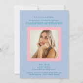 Subtle Blue Pink High School Photo Grad Ankündigung (Rückseite)