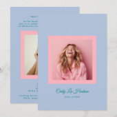 Subtle Blue Pink High School Photo Grad Ankündigung (Vorne/Hinten)