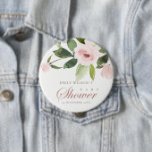 SUBTLE BLUSH PINK ROSE FLORAL BABY DUSCHE BUTTON (Beispiel)