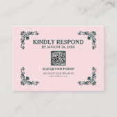 Subtle Blush & Slate Gray Islamic QR RSVP Card Begleitkarte (Vorderseite)