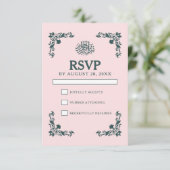 Subtle Blush & Slate Gray Islamic Wedding RSVP Karte (Stehend Vorderseite)