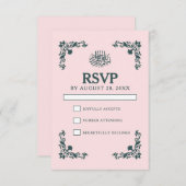 Subtle Blush & Slate Gray Islamic Wedding RSVP Karte (Vorne/Hinten)