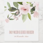 SUBTLE FARBWASCHE BLUSH PINK FLORAL WEDD WEINETIKETT (Einzelnes Label)
