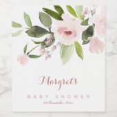 SUBTLE FARBWASH BLUSH PINK FLORAL BABY DUSCHE WEINETIKETT (Einzelnes Label)