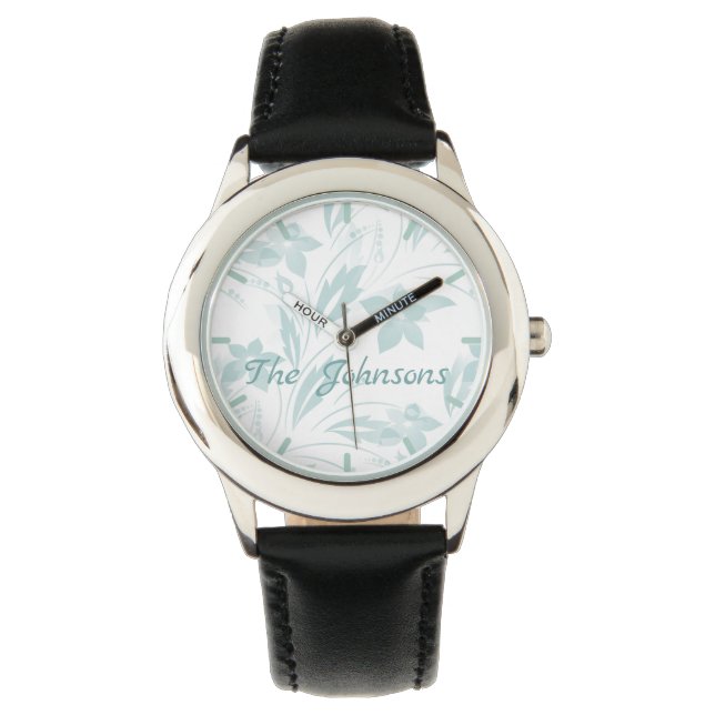 Subtle Floral in Blues Armbanduhr (Vorderseite)