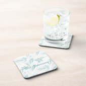 Subtle Floral in Blues Getränkeuntersetzer (Rechte Seite)