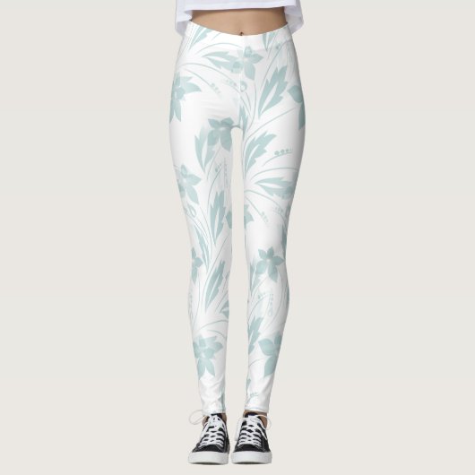Subtle Floral in Blues Leggings (Vorderseite)