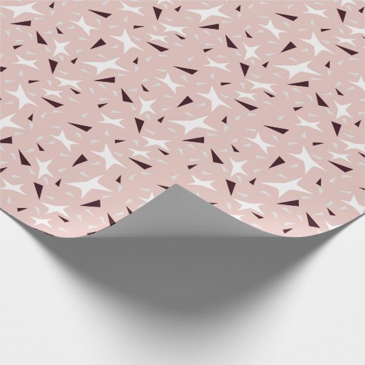 Subtle Geo Stars & Triangles – Pink Geschenkpapier (Ecke)