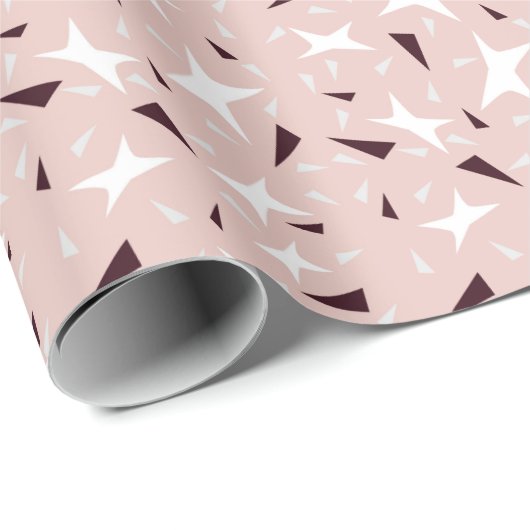 Subtle Geo Stars & Triangles – Pink Geschenkpapier (Rolleneckpunkt)