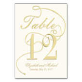 Subtle Gold Calligraphy Glitzer Tischnummer (Rückseite)