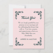 Subtle Grace Blush & Slate Gray Floral Wedding Dankeskarte (Vorderseite)