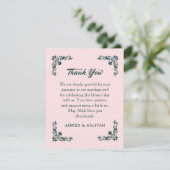 Subtle Grace Blush & Slate Gray Floral Wedding Dankeskarte (Stehend Vorderseite)