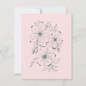 Subtle Grace Blush & Slate Gray Floral Wedding Dankeskarte (Rückseite)