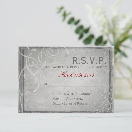 Subtle Gray Elegance - RSVP Card (Stehend Vorderseite)