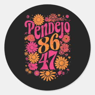 Subtle Groovy Retro Pendejo Floral Anti-trump 8647 Runder Aufkleber