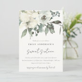 SUBTLE IVORY WHITE FLORAL BUNCH SWEET 16 GEBURTSTA EINLADUNG (Stehend Vorderseite)