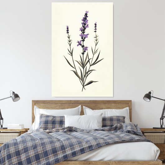 Subtle Lavender Sprig auf Elfenbeinküste Leinwand (Insitu (Schlafzimmer))