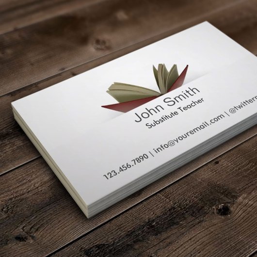 Subtle Open Book Substituter Teacher Visitenkarte