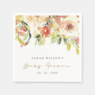 SUBTLE PEACH PINK WATERCOLOR BLUMBABY DUSCHE SERVIETTE