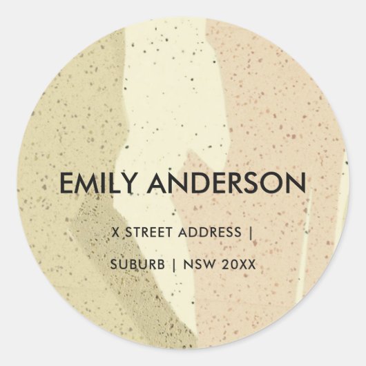 SUBTLE PINK GRAY MODERN ABSTRAKT ART WAVES ADDRESS RUNDER AUFKLEBER (Vorderseite)