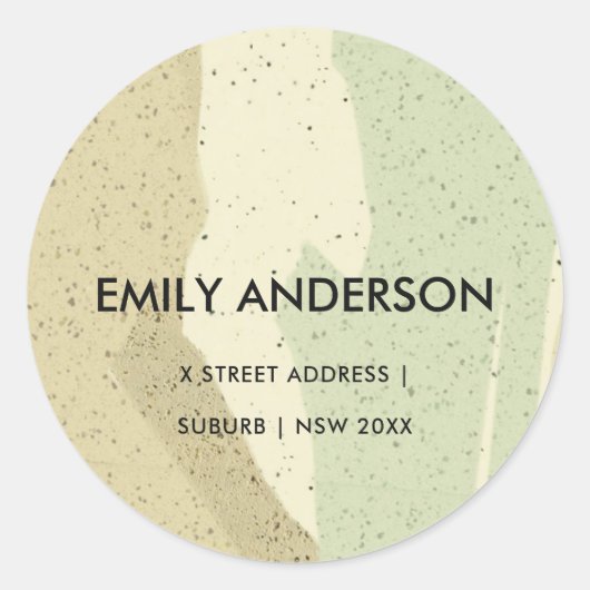 SUBTLE PINK GRAY MODERN ABSTRAKT ART WAVES ADDRESS RUNDER AUFKLEBER (Vorderseite)