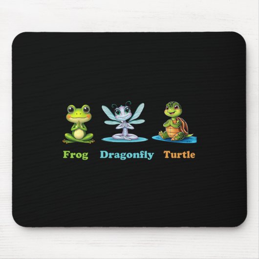 Subtle Political Humor Frog Dragonfly Turtle Yoga Mousepad (Vorne)