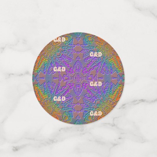 Subtle Rainbow Delicate Pastel Pattern & Initials Konfetti (Klein Vorderseite)