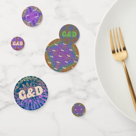 Subtle Rainbow Delicate Pastel Pattern & Initials Konfetti (Gruppe)