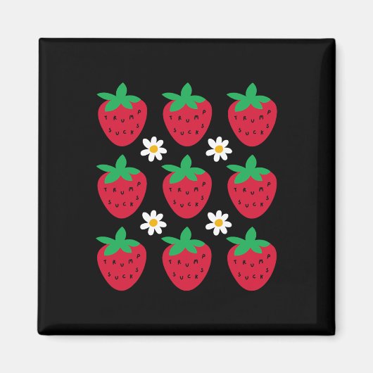 Subtle Resist Trump Daisy Strawberry Protest Femin Magnet (Vorne)