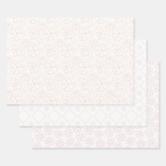 Subtle romantic outline floral design. wrapping pa geschenkpapier set (Set)