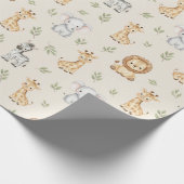Subtle Safari Animals Pattern Birthday Geschenkpapier (Ecke)