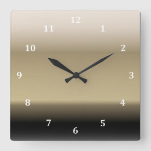Subtle Shades of Beige to Black Ombre Gradient Quadratische Wanduhr