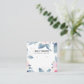 SUBTLE SOFT BLUSH BLUE FLORAL EARRING DISPLAY LOGO QUADRATISCHE VISITENKARTE (Stehend Vorderseite)