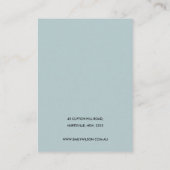 SUBTLE SOFT BLUSH BLUE FLORAL EARRING DISPLAY LOGO VISITENKARTE (Rückseite)
