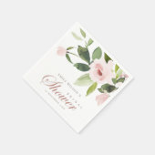 SUBTLE SOFT BLUSH PINK ROSE FLORAL BRIDAL SHOWER SERVIETTE (Ecke)