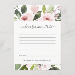 SUBTLE WASH BLUSH PINK FLORAL ADVICE BABY SHOWER BEGLEITKARTE
